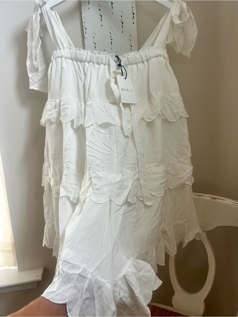 Mable White Tiered Tie-Shoulder Romper - Picture 7 of 7